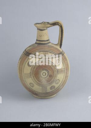 Jug, Cypriot, Cypro-Archaic II, Date 600–480 B.C., Cypriot, Terracotta, 8in. (20.3cm), Vases Stock Photo