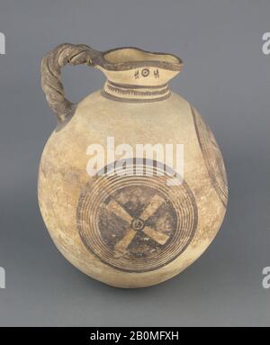 Jug, Cypriot, Cypro-Archaic I, Date 750–600 B.C., Cypriot, Terracotta, 13in. (33cm), Vases Stock Photo
