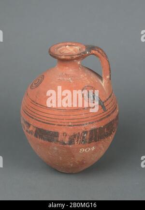 Jug, Cypriot, Cypro-Archaic I, Date 750–600 B.C., Cypriot, Terracotta, 5in. (12.7cm), Vases Stock Photo