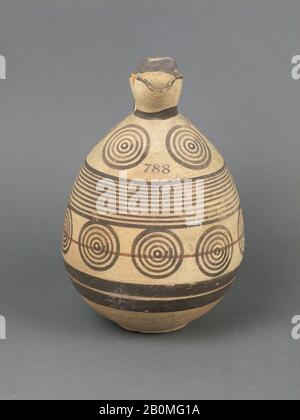 Jug, Cypriot, Cypro-Archaic II, Date 600–480 B.C., Cypriot, Terracotta, 9in. (22.9cm), Vases Stock Photo