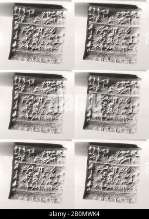 Cuneiform tablet impressed with cylinder seal: loan of silver, Babylonian, Old Babylonian, Date ca. 1618 B.C., Mesopotamia, Kish or Dilbat, Babylonian, Clay, 3.8 x 3.7 x 2.2 cm (1 1/2 x 1 1/2 x 7/8 in.), Clay-Tablets-Inscribed-Seal Impressions Stock Photo