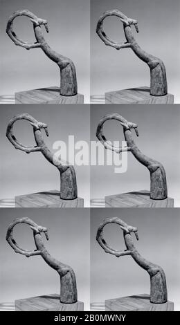 Whetstone handle, Iran, Iron Age II-III, Date ca. 9th–7th century B.C., Iran, probably from Luristan, Iran, Bronze, 3.54 x 4.92 in. (8.99 x 12.5 cm), Metalwork-Implements Stock Photo