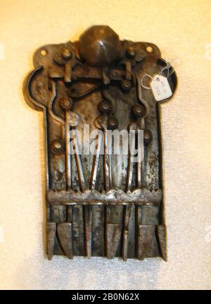 Rim lock, German, late 16th century, German, Iron, Overall: 9 3/4 × 6 3/4 in. (24.8 × 17.1 cm), Metalwork-Iron Stock Photo