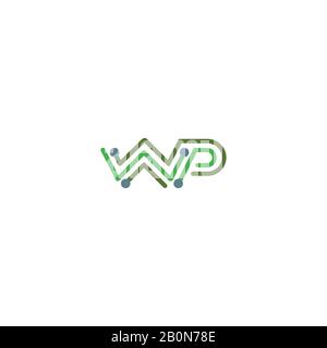Initial letter wp or pw logo design template Stock Vector