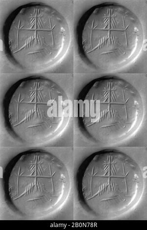 Stamp seal, Sasanian, Sasanian, Date ca. 3rd–7th century A.D., Iran, Qasr-i Abu Nasr, Sasanian, Chalcedony, milky, 0.63 in. (1.6 cm), Stone-Stamp Seals Stock Photo