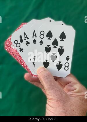 The classic card hand from Wild Bill Hickok Stock Photo