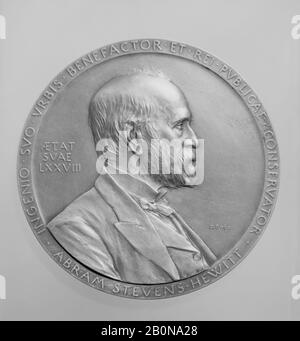 Medalist: Louis-Oscar Roty, Abram Stevens Hewitt (1822–1903), French, Medalist: Louis-Oscar Roty (French, Paris 1846–1911 Paris), 1900, French, Silver, Diameter: 2 11/16 in. (68 mm), Medals and Plaquettes Stock Photo