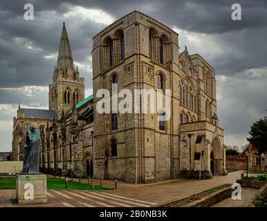 Chichester Cathedral, formally known as the Cathedral Church of the Holy Trinity, is the seat of the Anglican Bishop of Chichester. It is located in C Stock Photo