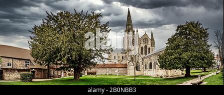 Chichester Cathedral, formally known as the Cathedral Church of the Holy Trinity, is the seat of the Anglican Bishop of Chichester. It is located in C Stock Photo