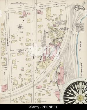 Image 11 of Sanborn Fire Insurance Map from Bridgeport, Fairfield County, Connecticut. Mar 1884. 20 Sheet(s), America, street map with a Nineteenth Century compass Stock Photo
