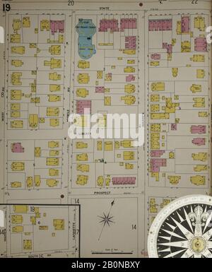 Image 20 of Sanborn Fire Insurance Map from Bridgeport, Fairfield County, Connecticut. 1898. 75 Sheet(s). Bound, America, street map with a Nineteenth Century compass Stock Photo