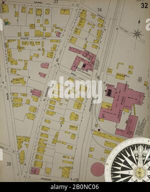 Image 33 of Sanborn Fire Insurance Map from Bridgeport, Fairfield County, Connecticut. 1898. 75 Sheet(s). Bound, America, street map with a Nineteenth Century compass Stock Photo