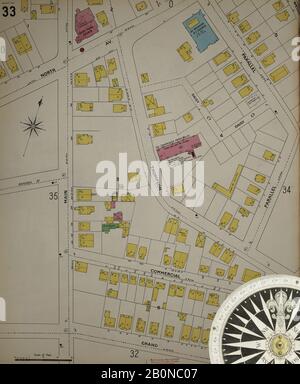 Image 34 of Sanborn Fire Insurance Map from Bridgeport, Fairfield County, Connecticut. 1898. 75 Sheet(s). Bound, America, street map with a Nineteenth Century compass Stock Photo