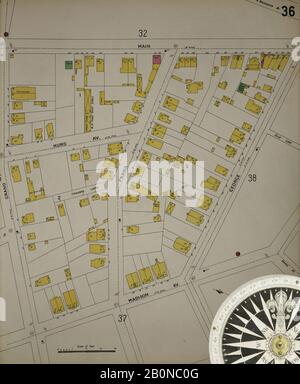 Image 37 of Sanborn Fire Insurance Map from Bridgeport, Fairfield County, Connecticut. 1898. 75 Sheet(s). Bound, America, street map with a Nineteenth Century compass Stock Photo