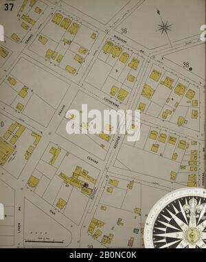 Image 38 of Sanborn Fire Insurance Map from Bridgeport, Fairfield County, Connecticut. 1898. 75 Sheet(s). Bound, America, street map with a Nineteenth Century compass Stock Photo