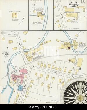 Image 13 of Sanborn Fire Insurance Map from Danbury, Fairfield County, Connecticut. Oct 1897. 19 Sheet(s), America, street map with a Nineteenth Century compass Stock Photo