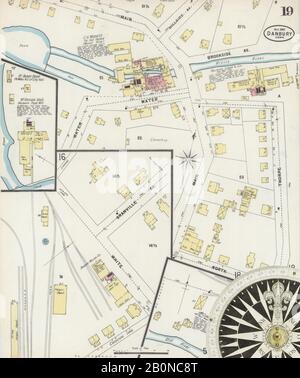 Image 19 of Sanborn Fire Insurance Map from Danbury, Fairfield County, Connecticut. Oct 1897. 19 Sheet(s), America, street map with a Nineteenth Century compass Stock Photo