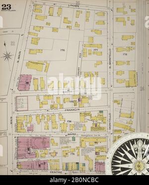 Image 24 of Sanborn Fire Insurance Map from Brockton, Plymouth County, Massachusetts. 1893. 52 Sheet(s). Bound, America, street map with a Nineteenth Century compass Stock Photo
