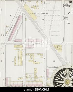 Image 19 of Sanborn Fire Insurance Map from Chelsea, Suffolk County, Massachusetts. Mar 1889. 25 Sheet(s), America, street map with a Nineteenth Century compass Stock Photo