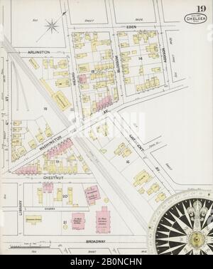 Image 20 of Sanborn Fire Insurance Map from Chelsea, Suffolk County, Massachusetts. Mar 1889. 25 Sheet(s), America, street map with a Nineteenth Century compass Stock Photo