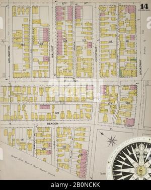 Image 15 of Sanborn Fire Insurance Map from Chelsea, Suffolk County, Massachusetts. 1894. 38 Sheet(s). Bound, America, street map with a Nineteenth Century compass Stock Photo