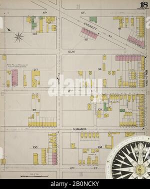 Image 19 of Sanborn Fire Insurance Map from Chelsea, Suffolk County, Massachusetts. 1894. 38 Sheet(s). Bound, America, street map with a Nineteenth Century compass Stock Photo