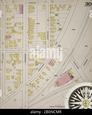 Image 31 of Sanborn Fire Insurance Map from Chelsea, Suffolk County, Massachusetts. 1894. 38 Sheet(s). Bound, America, street map with a Nineteenth Century compass Stock Photo