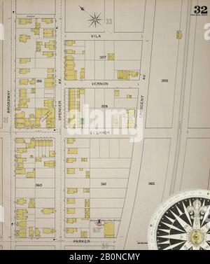 Image 33 of Sanborn Fire Insurance Map from Chelsea, Suffolk County, Massachusetts. 1894. 38 Sheet(s). Bound, America, street map with a Nineteenth Century compass Stock Photo