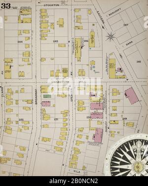 Image 34 of Sanborn Fire Insurance Map from Chelsea, Suffolk County, Massachusetts. 1894. 38 Sheet(s). Bound, America, street map with a Nineteenth Century compass Stock Photo