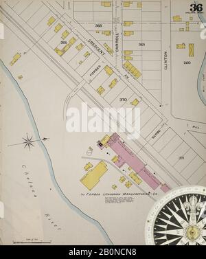 Image 37 of Sanborn Fire Insurance Map from Chelsea, Suffolk County, Massachusetts. 1894. 38 Sheet(s). Bound, America, street map with a Nineteenth Century compass Stock Photo