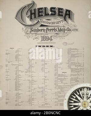 Image 38 of Sanborn Fire Insurance Map from Chelsea, Suffolk County, Massachusetts. 1894. 38 Sheet(s). Bound, America, street map with a Nineteenth Century compass Stock Photo