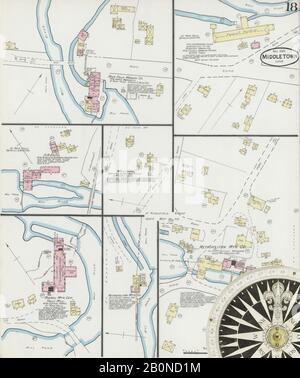 Image 18 of Sanborn Fire Insurance Map from Middletown, Middlesex County, Connecticut. Nov 1889. 18 Sheet(s), America, street map with a Nineteenth Century compass Stock Photo