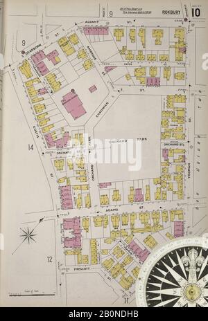Image 11 of Sanborn Fire Insurance Map from Boston, Suffolk County, Massachusetts. Vol. 3, 1897. 115 Sheet(s). Bound, America, street map with a Nineteenth Century compass Stock Photo