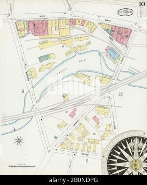 Image 10 of Sanborn Fire Insurance Map from Fitchburg, Worcester County, Massachusetts. Feb 1897. 32 Sheet(s), America, street map with a Nineteenth Century compass Stock Photo