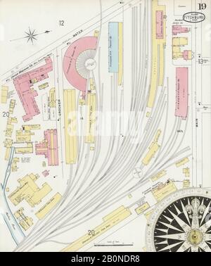 Image 19 of Sanborn Fire Insurance Map from Fitchburg, Worcester County, Massachusetts. Feb 1897. 32 Sheet(s), America, street map with a Nineteenth Century compass Stock Photo