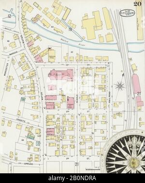 Image 20 of Sanborn Fire Insurance Map from Fitchburg, Worcester County, Massachusetts. Feb 1897. 32 Sheet(s), America, street map with a Nineteenth Century compass Stock Photo