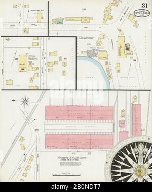 Image 31 of Sanborn Fire Insurance Map from Fitchburg, Worcester County, Massachusetts. Feb 1897. 32 Sheet(s), America, street map with a Nineteenth Century compass Stock Photo