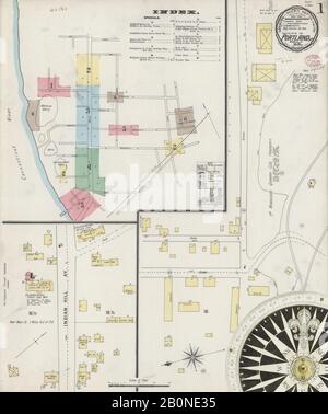 Image 1 of Sanborn Fire Insurance Map from Portland, Middlesex County, Connecticut. Aug 1895. 6 Sheet(s), America, street map with a Nineteenth Century compass Stock Photo