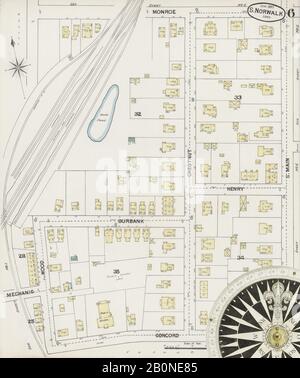 Image 6 of Sanborn Fire Insurance Map from South Norwalk, Fairfield County, Connecticut. Jun 1889. 9 Sheet(s), America, street map with a Nineteenth Century compass Stock Photo