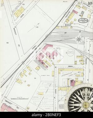Image 10 of Sanborn Fire Insurance Map from Stamford, Fairfield County, Connecticut. May 1892. 17 Sheet(s), America, street map with a Nineteenth Century compass