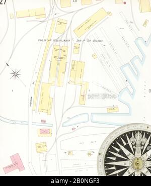 Image 34 of Sanborn Fire Insurance Map from Wilmington, New Castle County, Delaware. 1901. 80 Sheet(s), America, street map with a Nineteenth Century compass Stock Photo