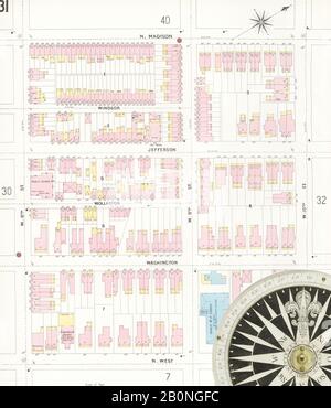 Image 38 of Sanborn Fire Insurance Map from Wilmington, New Castle County, Delaware. 1901. 80 Sheet(s), America, street map with a Nineteenth Century compass Stock Photo