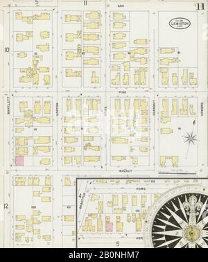 Image 11 of Sanborn Fire Insurance Map from Lewiston, Androscoggin County, Maine. Apr 1897. 17 Sheet(s), America, street map with a Nineteenth Century compass Stock Photo