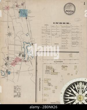 Image 1 of Sanborn Fire Insurance Map from Abington, Plymouth County, Massachusetts. May 1885. 5 Sheet(s), America, street map with a Nineteenth Century compass Stock Photo