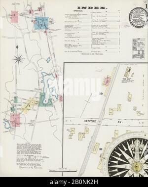 Image 1 of Sanborn Fire Insurance Map from Abington, Plymouth County, Massachusetts. Apr 1891. 6 Sheet(s), America, street map with a Nineteenth Century compass Stock Photo