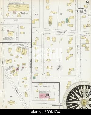 Image 2 of Sanborn Fire Insurance Map from Abington, Plymouth County, Massachusetts. Jun 1896. 7 Sheet(s), America, street map with a Nineteenth Century compass Stock Photo