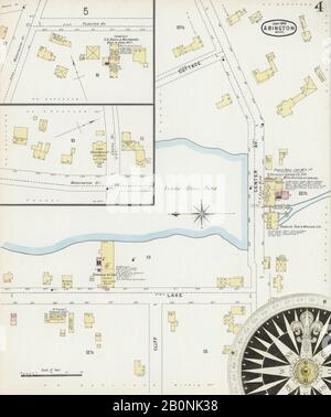 Image 4 of Sanborn Fire Insurance Map from Abington, Plymouth County, Massachusetts. Jun 1896. 7 Sheet(s), America, street map with a Nineteenth Century compass Stock Photo