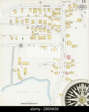 Image 11 of Sanborn Fire Insurance Map from Amesbury, Essex County, Massachusetts. Jun 1899. 14 Sheet(s), America, street map with a Nineteenth Century compass Stock Photo