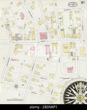 Image 10 of Sanborn Fire Insurance Map from Beverly, Essex County, Massachusetts. Mar 1896. 19 Sheet(s), America, street map with a Nineteenth Century compass Stock Photo