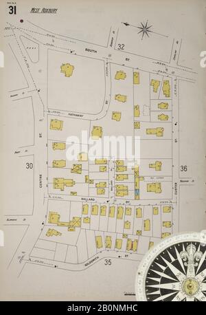 Image 32 of Sanborn Fire Insurance Map from Boston, Suffolk County, Massachusetts. Vol. 7, 1898. 121 Sheet(s). Bound, America, street map with a Nineteenth Century compass Stock Photo